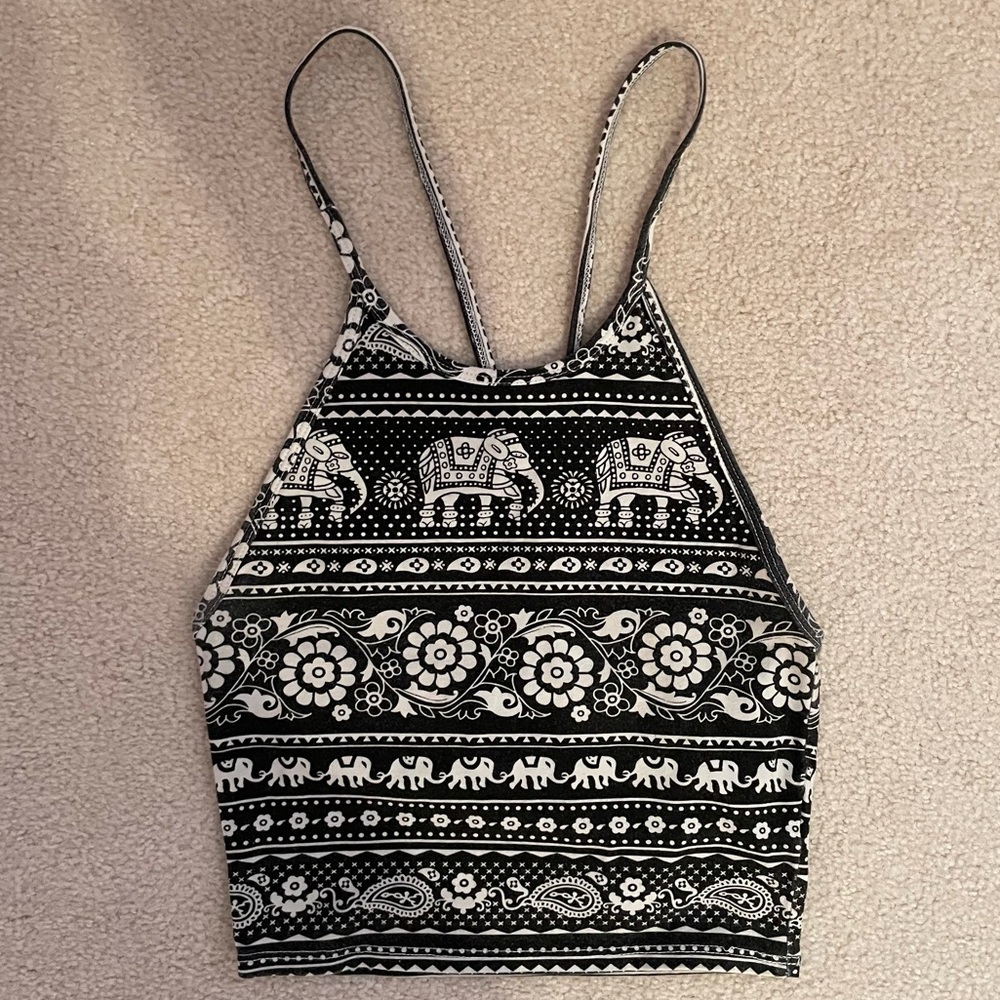 Pacsun elephant print halter crop top